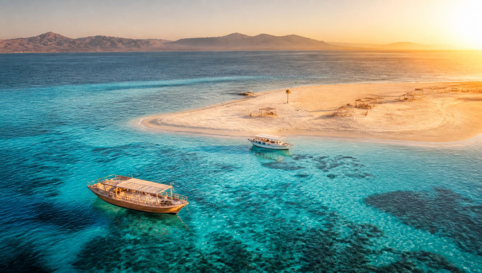 Speedboat on the turquoise Red Sea near Hurghada, Egypt