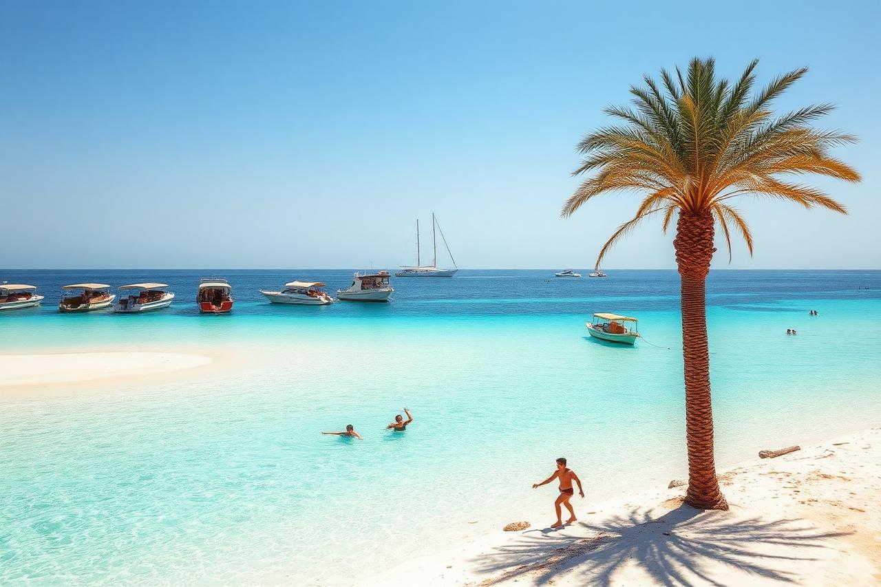 Island with turquoise water near Hurghada in the Red Sea